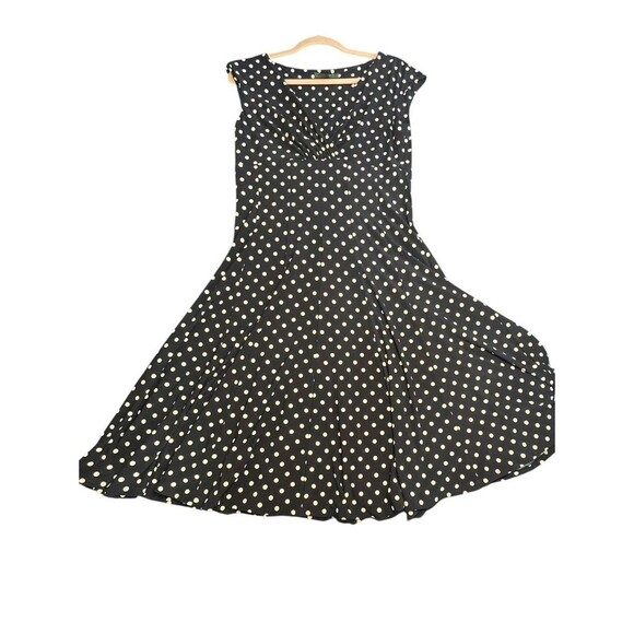Lauren Ralph Lauren Navy and White Fit and Flare‎ polka dot Midi Dress Size 8 - Picture 4 of 10